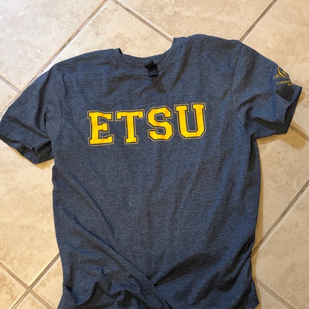 Gildan Charcoal T-Shirt with Yellow ETSU Print